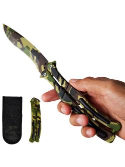 Balisong มีดบาลีซอง มีดควง มีดพับ มีดบัตเตอร์ฟลาย CS GO Counter-Strike (ลายพรางทหาร) พร้อมซองไนล่อนสำหรับเก็บมีด