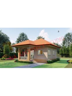 แบบบ้านชั้นเดียว สไตล์คอนเทมโพรารี่ NA-115 ขนาด 47 ตร.ม. 1 ห้องนอน 1 ห้องน้ำ