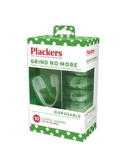 Plackers (แพล็คเกอร์) Grind No More Dental Night Protectors อุปกรณ์ป้องกันการกัดฟันตอนกลางคืน 1 แพ็ก/10ชิ้น