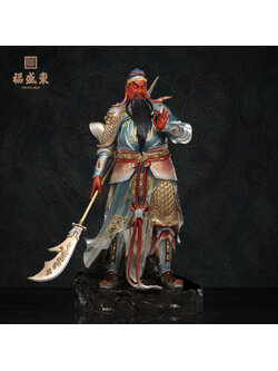 เทพเจ้ากวนอู งานทองเหลืองลงสีคุณภาพสูง ขนาดใหญ่