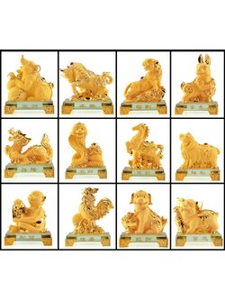 #รูปหล่อเรซิ่น 12 นักษัตร สัตว์มงคล,แก้ปีชง ตามปีนักษัตร ชุด 12 ชิ้น