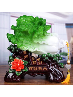 ผักกาดมงคล เครื่องประดับนำโชค 玉白菜摆件百财招财葫芦家居客厅玄关酒柜装饰品店铺开业乔迁礼物