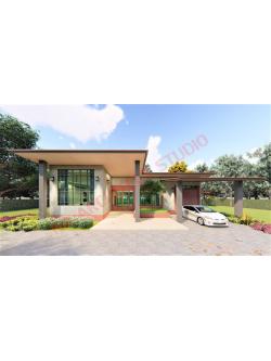 แบบบ้านชั้นเดียว สไตล์มินิมอล NA-105 ขนาด 171.46 ตร.ม. 2 ห้องนอน 1 ห้องน้ำ