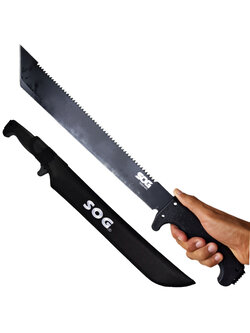 มีดเดินป่า มีดมาเชเต้ มีดใบตาย SOG SOGfari Machete ยาว 21 นิ้ว (53 ซม.) ใบมีดสีดำพร้อมซองผ้าไนล่อนสำหรับเก็บมีด