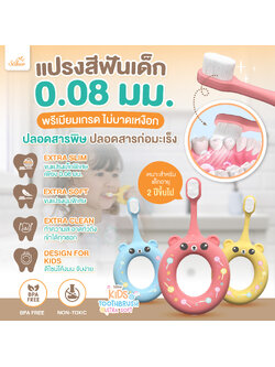 Saker แปรงสีฟันอ่อนโยน คุณภาพสูง ขนนุ่มพิเศษสำหรับเด็ก ปลอดสารก่อมะเร็ง กันสำลัก (Non-Toxic) ดีจริง