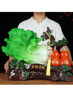 ผักกาดมงคล เครื่องประดับนำโชค 玉白菜摆件百财招财葫芦家居客厅玄关酒柜装饰品店铺开业乔迁礼物