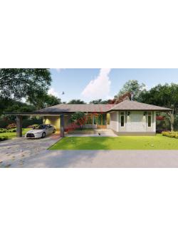 แบบบ้านชั้นเดียวหน้ากว้าง สไตล์คอนเทมโพรารี NA-104 ขนาด 192.44 ตร.ม. 2 ห้องนอน 1 ห้องน้ำ