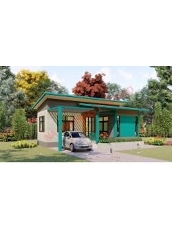 แบบบ้านชั้นเดียว สไตล์โมเดิร์น NA-002 ขนาด 57 ตร.ม 1 ห้องนอน 1 ห้องน้ำ