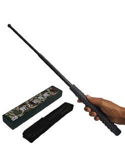 ดิ้ว กระบองดิ้วยืดหดได้ ก้านดิ้วสีดำ ขนาด 24.8 นิ้ว (63 ซม.) พร้อมซองไนล่อนร้อยเข็มขัดสำหรับเก็บดิ้ว