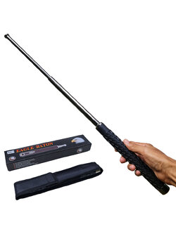 ดิ้ว Eagle Baton ก้านดิ้วสีดำขนาด 24.6 นิ้ว (62.5 ซม.) พร้อมซองไนล่อนร้อยเข็มขัดสำหรับเก็บดิ้ว