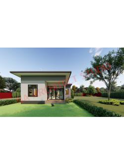 แบบบ้านชั้นเดียว สไตล์โมเดิร์นมินิมอล NA-114 ขนาด 63 ตร.ม. 2 ห้องนอน 2 ห้องน้ำ