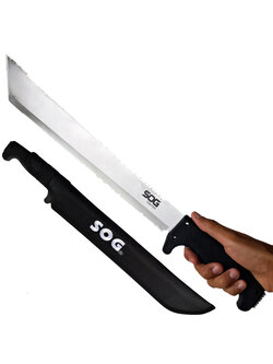 มีดเดินป่า มีดมาเชเต้ มีดใบตาย SOG SOGfari Machete ยาว 21 นิ้ว (53 ซม.) ใบมีดสีเงินพร้อมซองผ้าไนล่อนสำหรับเก็บมีด