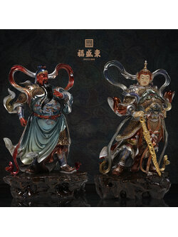 เทพเจ้ากวนอู และพระเวทโพธิสัตว์(อุ่ยท้อผ่อสัก) งานทองเหลืองลงสีคุณภาพสูง องค์เดี่ยว