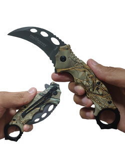 มีดพับ มีดคารัมบิต Fox Outdoor Karambit Knives FA42 ขนาด 7.7 นิ้ว (19.5 ซม.) ด้ามพิมพ์ลาย
