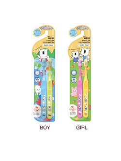 MOBY (โมบี้) แปรงสีฟันสำหรับเด็ก 5เดือน - 3ปี (1แพ็คมี 2 สี) ขนแปรง Extra Soft นุ่มพิเศษ