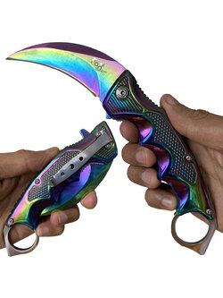 มีดพับ มีดคารัมบิต FOX Outdoor Karambit Knife B63 (สีรุ้ง)