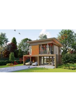 แบบบ้าน 2 ชั้น สไตล์คอนเทมโพรารี่ NA-218 ขนาด 217.18 ตร.ม. 3 ห้องนอน 3 ห้องน้ำ