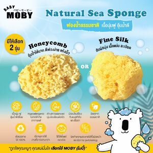 MOBY (โมบี้) ฟองน้ำธรรมชาติ เนื้อนุ่ม ฟู อุ้มน้ำดีเยี่ยม อ่อนโยนต่อผิวที่บอบบาง แพ้ง่าย ใช้ได้ตั้งแต่น้องแรกเกิดขึ้นไป