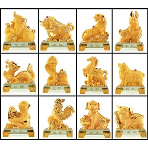 #รูปหล่อเรซิ่น 12 นักษัตร สัตว์มงคล,แก้ปีชง ตามปีนักษัตร ชุด 12 ชิ้น