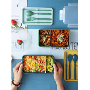 BABY’N GOODS กล่องทานอาหารเอนกประสงค์ มีที่กั้นแบ่งช่องเก็บอาหารสามารถปรับได้ มาพร้อม ช้อน, ส้อม และตะเกียบ จัดเก็บง่ายใช้งานสะดวก