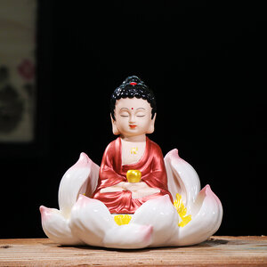 #ตุ๊กตาเซรามิก พระพุทธเจ้า พระโพธิสัตว์ประทับกลางดอกบัว