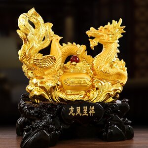 มังกรคู่ไก่ฟ้า เครื่องรางตกแต่งบ้านเสริมฮวงจุ้ย เรียกทรัพย์