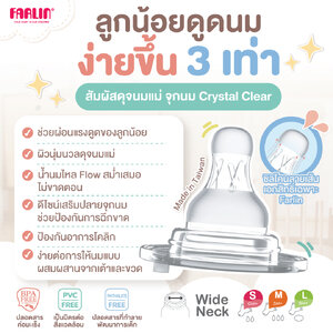 (มีมอก.) จุกนม Crystal Clear เอกสิทธิ์ Farlin สัมผัสดุจนมแม่+กันโคลิก+กันสำลัก (Made in Taiwan)