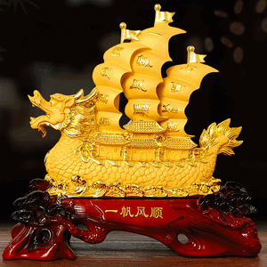 เรือสำเภามังกรนำโชคลาภเงินทอง เสริมมงคลการค้าขายดีมีกำไร