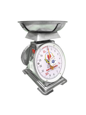 เครื่องชั่งสปริง ตราฝาแฝด ตัวถังสเตนเลส เกรด 430 พิกัด 15 กก. จานลึก