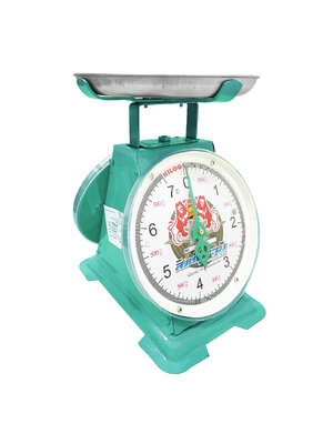เครื่องชั่งสปริง ตราสิงห์คู่ระฆัง ตัวถังเหล็ก พิกัด 7 กก. จานตื้น