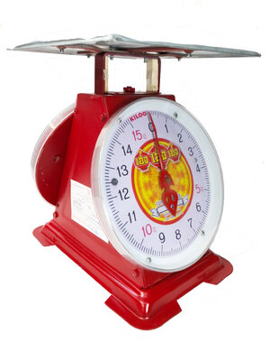 เครื่องชั่งสปริง ตราเฮงเฮงเฮง ตัวถังเหล็ก พิกัด 15 กก. จานแบน