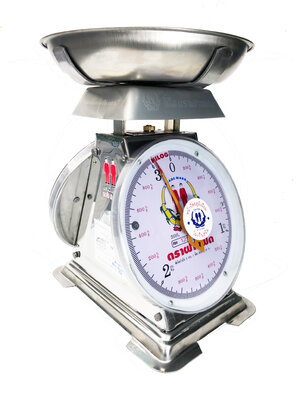เครื่องชั่งสปริง ตราฝาแฝด ตัวถังสเตนเลส เกรด 430 พิกัด 3 กก. จานลึก