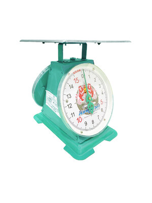 เครื่องชั่งสปริง ตราสิงห์คู่ระฆัง ตัวถังเหล็ก พิกัด 15 กก. จานแบน