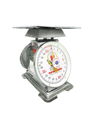 เครื่องชั่งสปริง ตราฝาแฝด ตัวถังสเตนเลส เกรด 430 พิกัด 20 กก. จานแบน