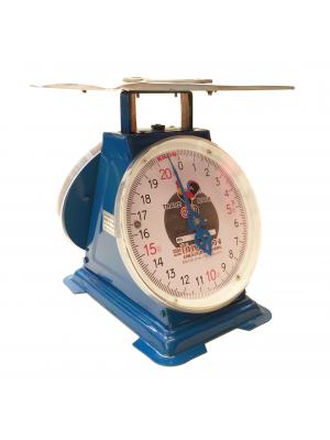 เครื่องชั่งสปริง ตราไก่สามห่วง ตัวถังเหล็ก พิกัด 20 กก. จานแบน