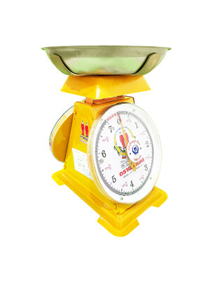 เครื่องชั่งสปริง ตราฝาแฝด ตัวถังเหล็ก พิกัด 7 กก. จานลึก