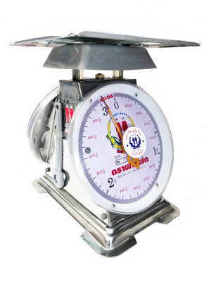 เครื่องชั่งสปริง ตราฝาแฝด ตัวถังสเตนเลส เกรด 430 พิกัด 3 กก. จานแบน