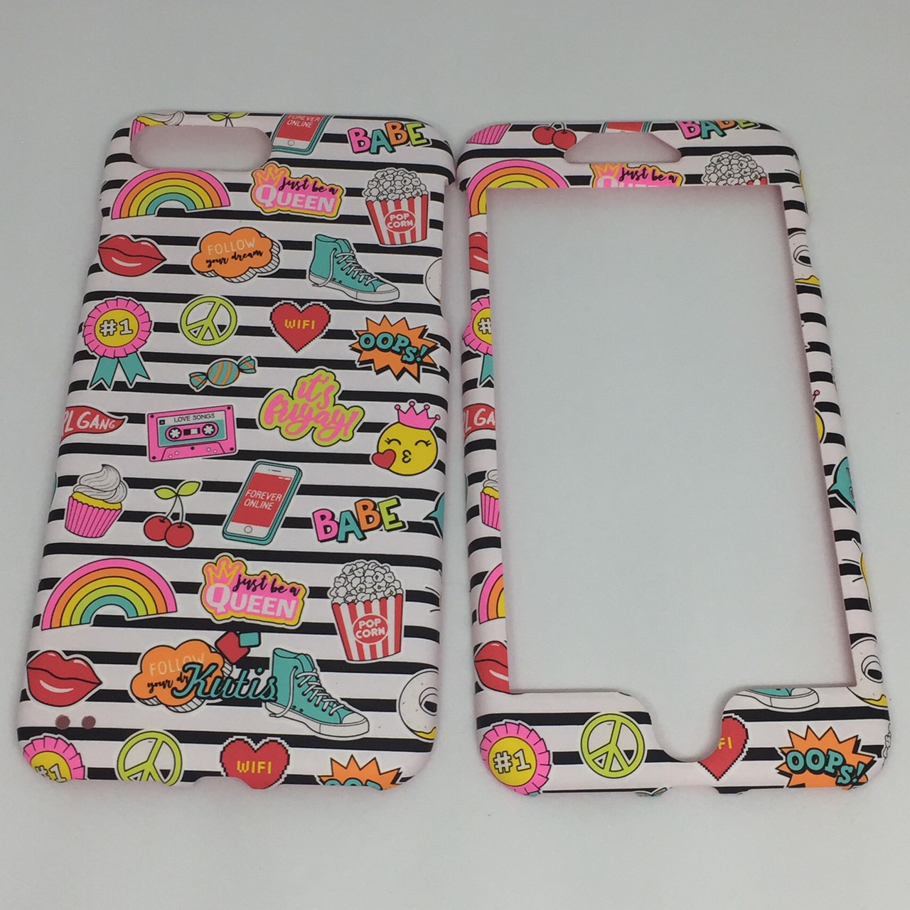 เคสคูทิส(Kutis)ไอโฟน7พลัส,8พลัส(ลายทางม้าลายBABE)มาใหม่ เคสประกบหน้า-หลัง เคสเรืองแสง เคสลายวินเทจ ร้านSuperhero Klongthom