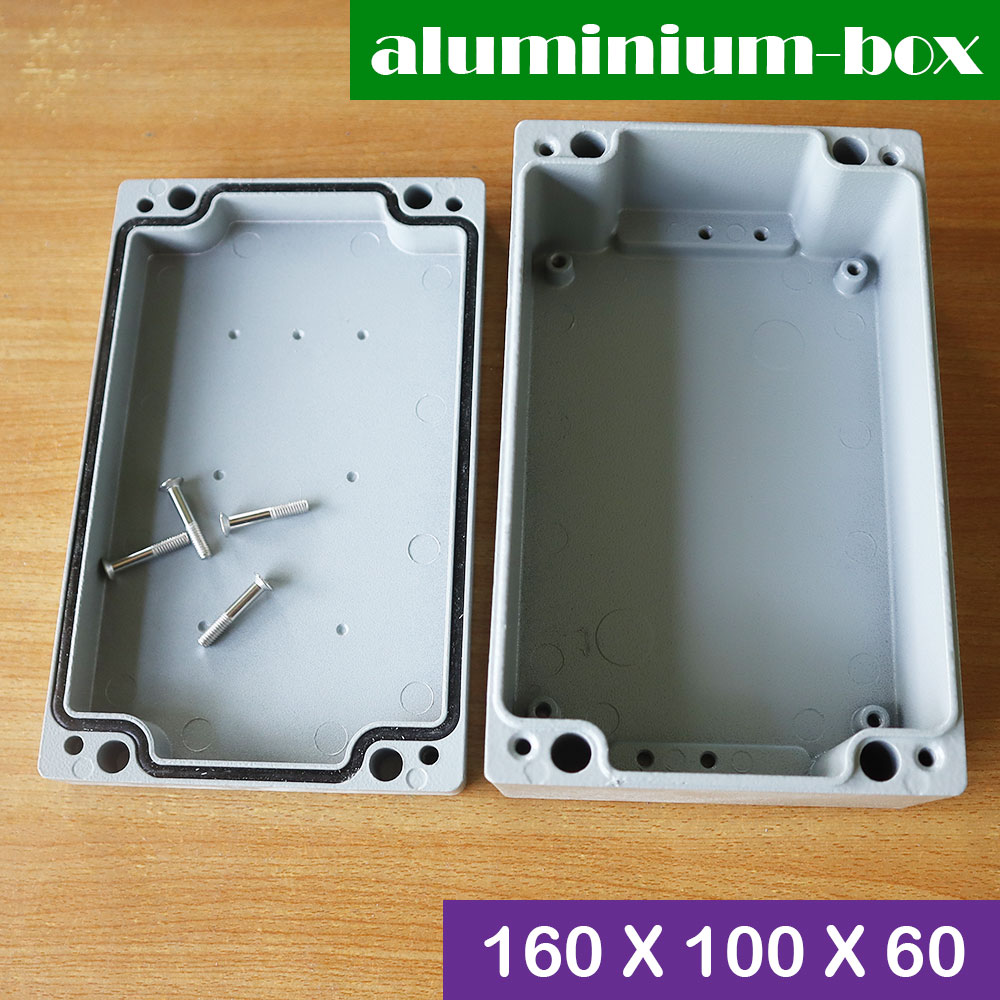 กล่องอลูมิเนียมกันน้ำสีเทา ขนาด 160 X 100 X 60 มม.