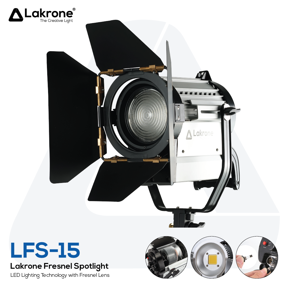 LFS-15 ไฟถ่ายหนังสปอร์ตไลท์ 150 วัตต์ LED Lakrone Fresnel Spotlight