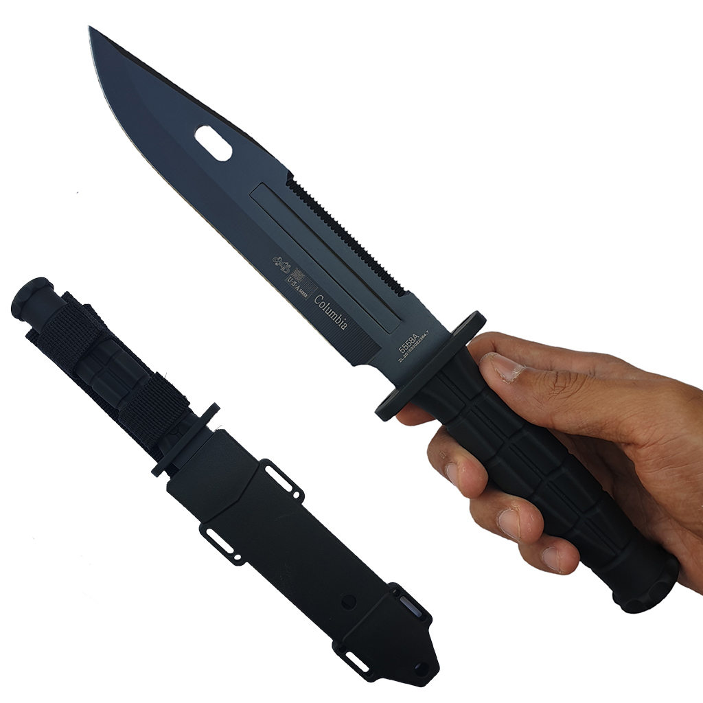 มีดใบตาย มีดพก Columbia 5558A ขนาด 11.8 นิ้ว (30 ซม.) พร้อมปลอกมีดพลาสติก ABS สำหรับเก็บมีด