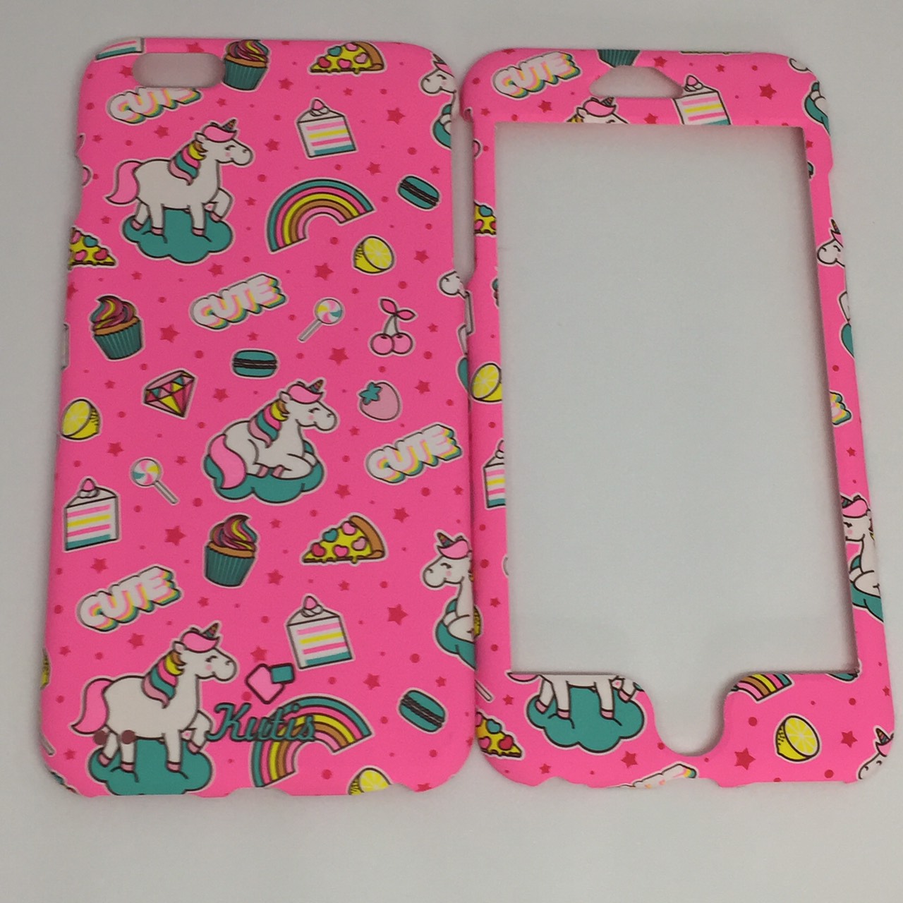 เคสคูทิส (Kutis) ไอโฟน6พลัส,6Sพลัส(ลายม้ายูนิคอร์นอวบมีสายรุ้งพื้นหลังสีชมพู)