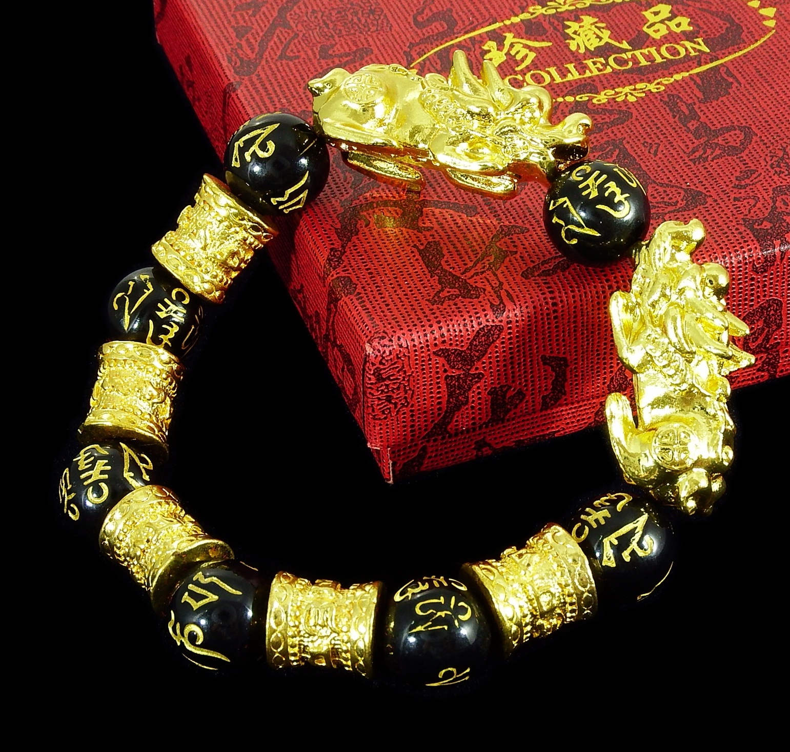 สร้อยข้อมือ ปี่เซี๊ยะ ลูกปัดแกะลาย สวมใส่เพื่อเสริมมงคล โชคลาภ ค้าขายดี