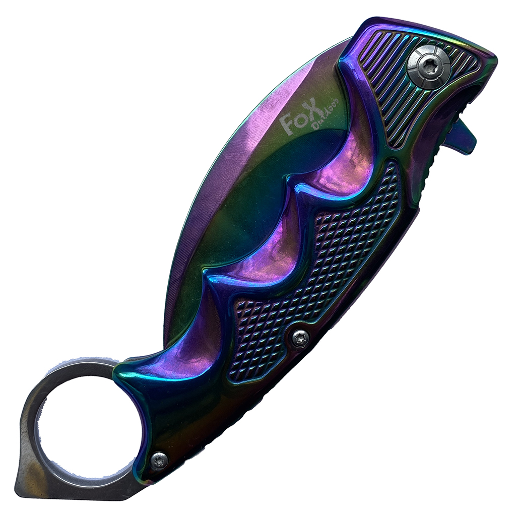 มีดพับ มีดคารัมบิต FOX Outdoor Karambit Knife B63 (สีรุ้ง)