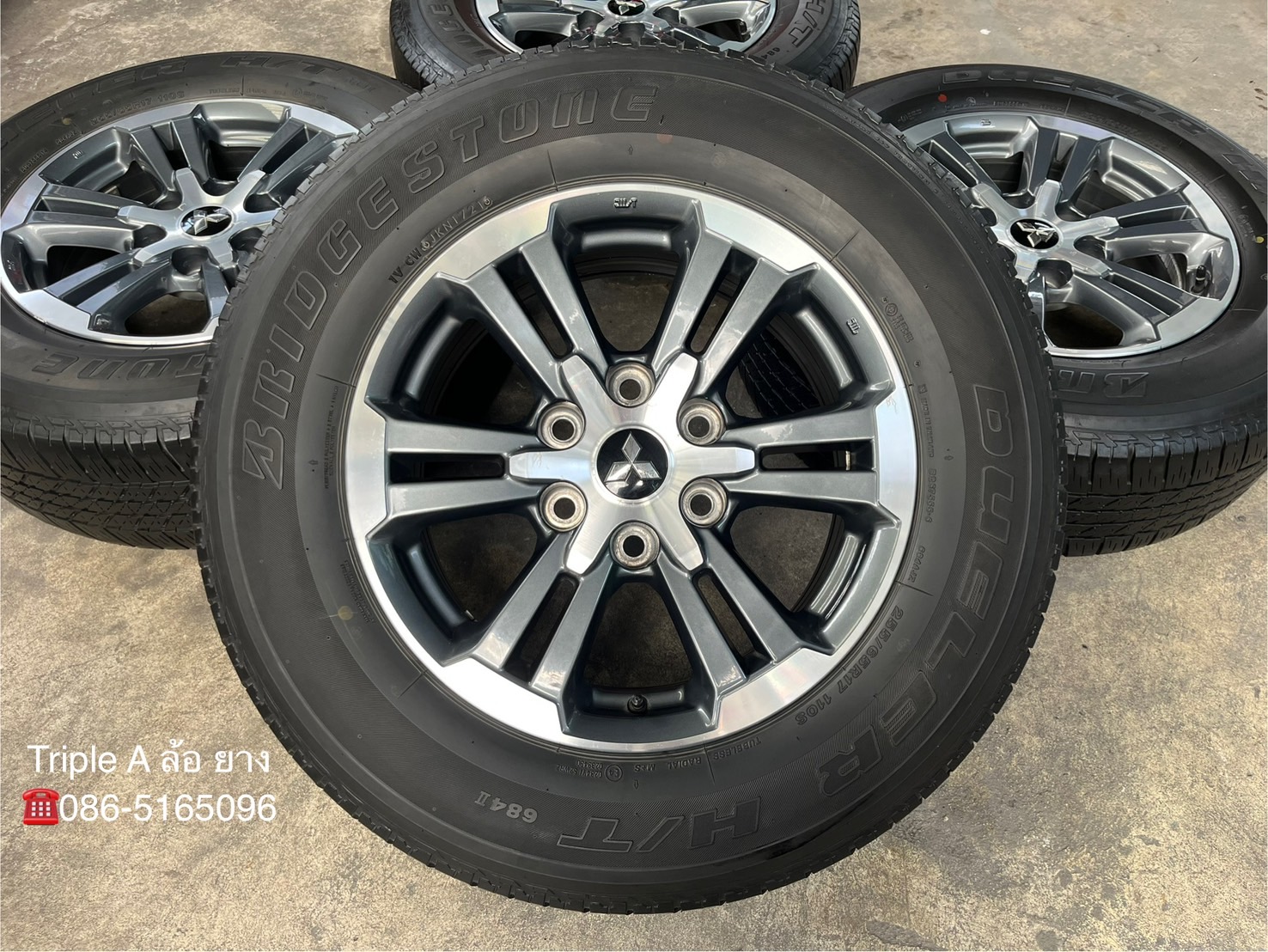 ✨ล้อแม็กพร้อมยาง 6รู139✨Mitsu Triton ขอบ 17 เทาหน้าเงา