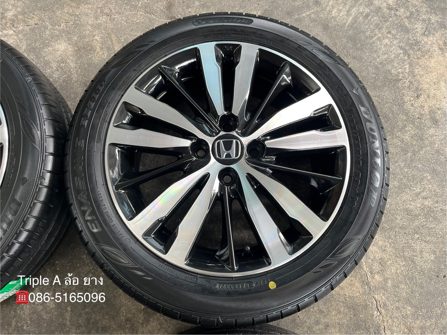 ✨ล้อแม็ก✨Honda Jazz GK ตัวท็อป ขอบ 16 ดำหน้าเงา พร้อมยางใหม่💯185-55-16 Dunlop♨️ปี 24♨️