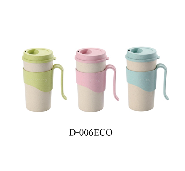 แก้วน้ำมีหูจับ ECO ผสมฟางข้าวสาลี พร้อมสกรีน
