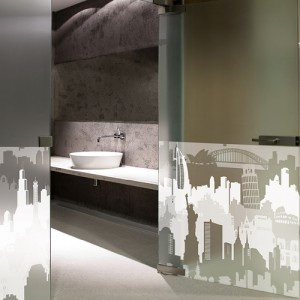 HPG-31840 Window Sheet สติ๊กเกอร์ฝ้าติดกระจกลายเมือง เงาสีขาว หน้ากว้าง 100 cm