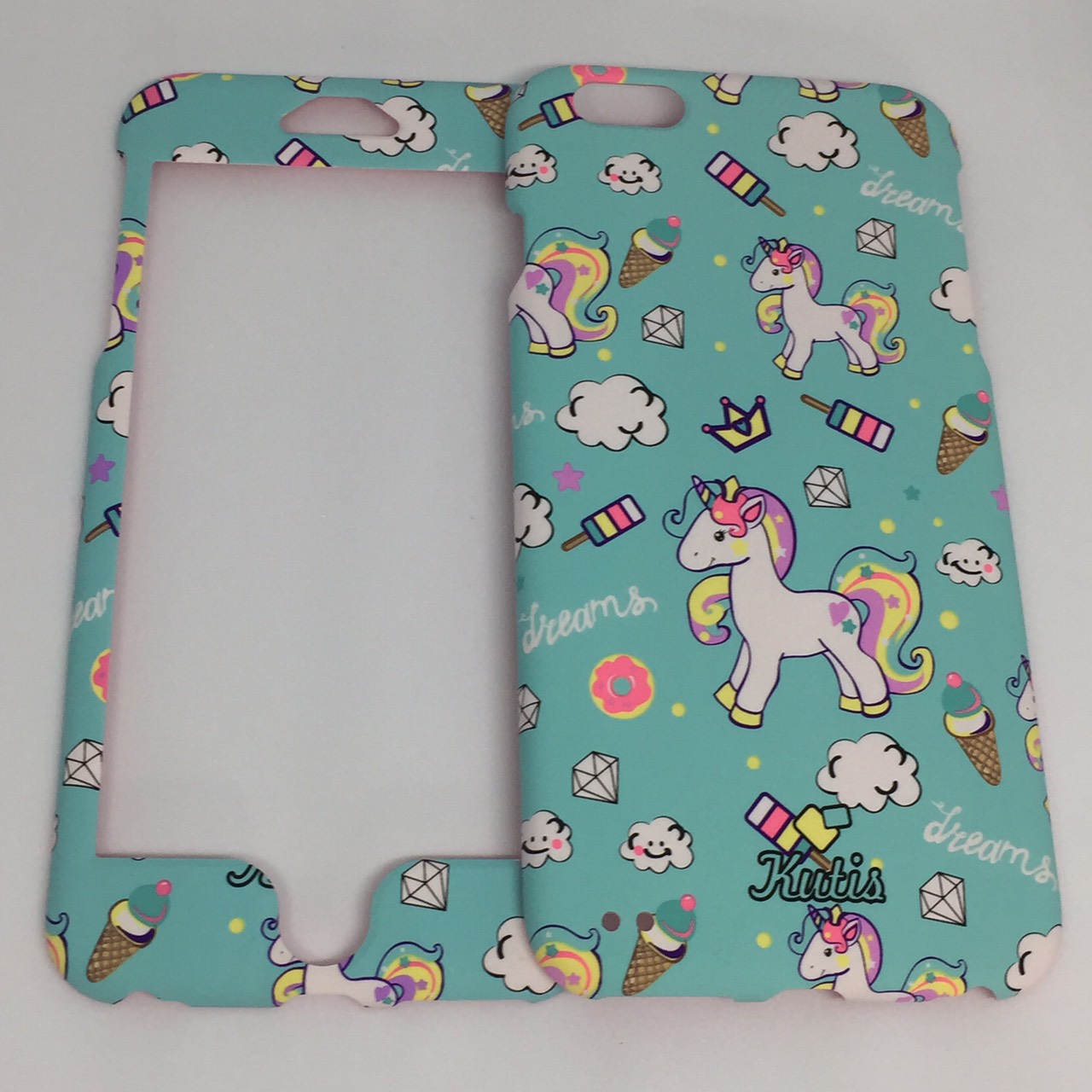 เคสคูทิส (Kutis) ไอโฟน6พลัส,6Sพลัส(ลายม้ายูนิคอร์นพื้นหลังสีเขียวอ่อน)
