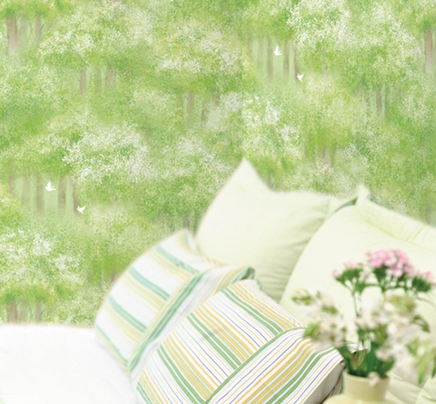 DPS-72 Wallpaper Vinyl Sticker วอลล์เปเปอร์ไวนิล แบบมีกาวในตัว ลาย Serene forest หน้ากว้าง 100 cm